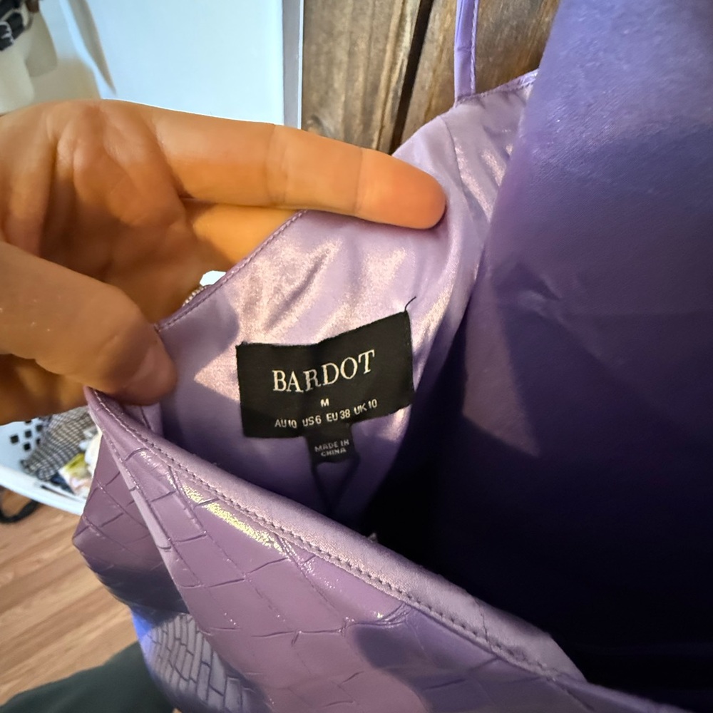 Bardot Lilac Croc-Embossed Midi Dress - Picture 4 of 5